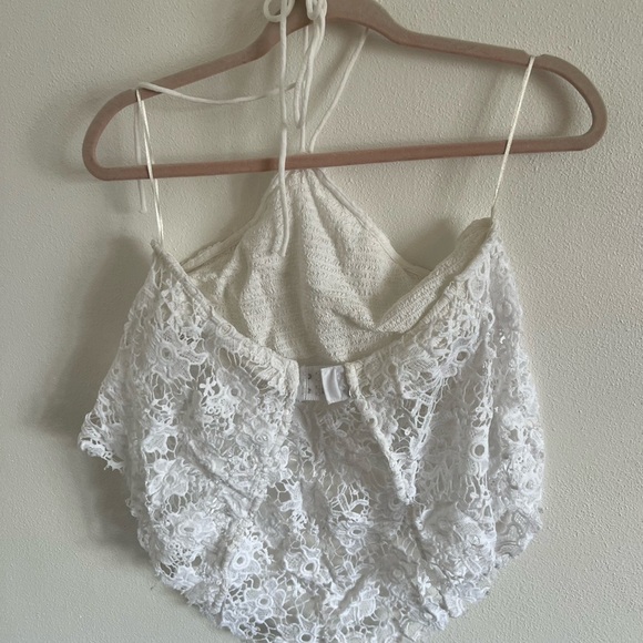 Free People Seychelle Lace Halter Top In Ivory Size Large - Picture 5 of 5